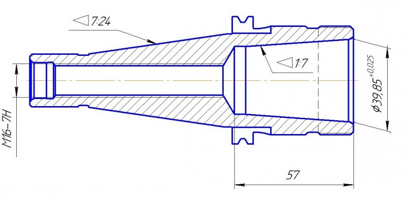 Цанговая оправка для фрезерного или координатно-расточного станка с конусом 7:24 х 1:7
